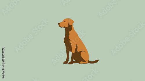Minimalist Illustration of a Loyal Brown Dog Sitting in Profile