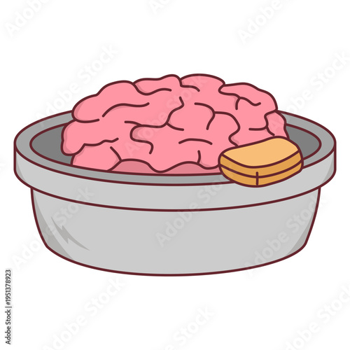 Brainwashing concept with human brain in a washing basin with soap