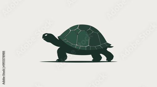 Minimalist Vector Illustration of a Walking Tortoise