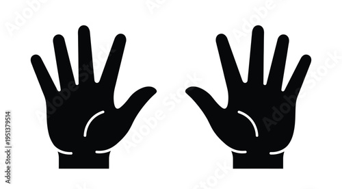 Two hands displayed with open palms facing forward a striking silhouette