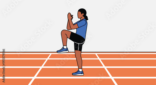 Person performing a high-knee exercise on a running track