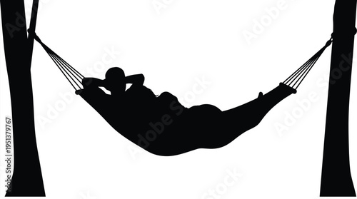 Relaxing in a hammock between trees a peaceful outdoor scene silhouette