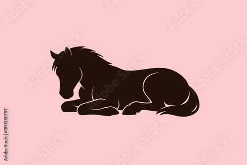 Lying Horse Silhouette Graphic on Pink Background