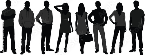 Silhouette illustration of cows arranged in grid, diverse postures horn variations, livestock artwork, agriculture farming design element, rural animal concept