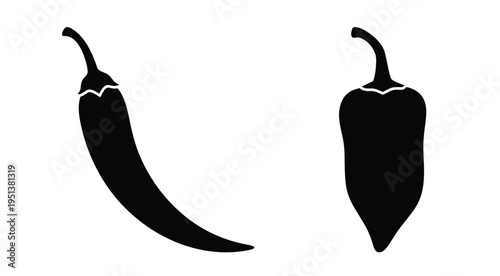 Two chili peppers displayed in a striking black silhouette
