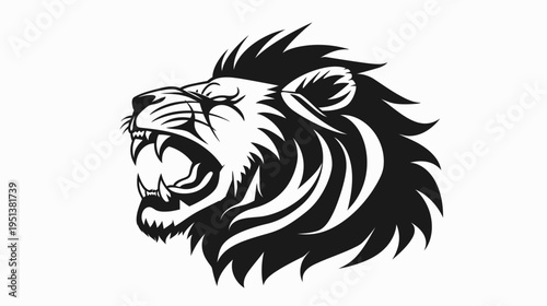 Roaring lion head illustration graphic design element on white background