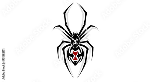 Stylized spider graphic isolated on white background for design or symbol
