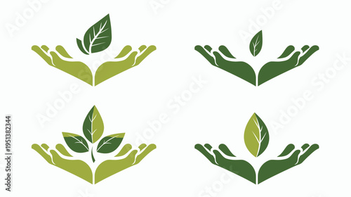 Hands cradle green leaves symbolizing nature conservation and growth