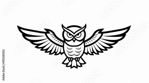 Stylized owl illustration with outstretched wings vector graphic design