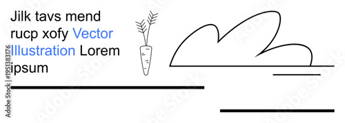 Organic farming, sustainability, agriculture branding, modern design, education visuals, environmental awareness. A carrot with abstract lines and shapes. Organic farming and sustainability concept