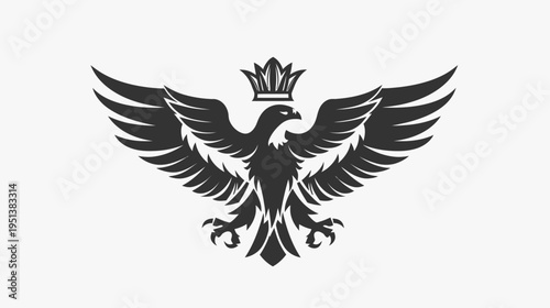 Elegant black eagle emblem with crown suitable for business branding and design