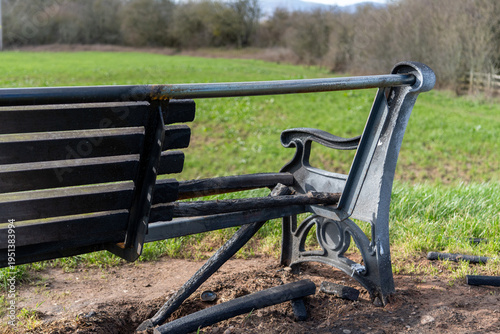 Obraz na plátně A vandalised burnt bench