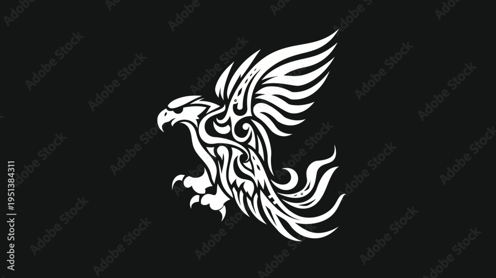 Fototapeta premium Stylized eagle graphic against a black backdrop for various design uses