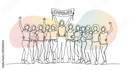 Diverse group of people celebrating together with a banner.