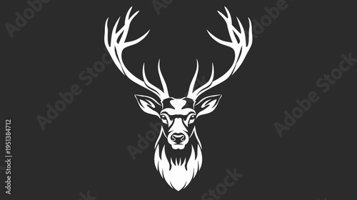 Stunning deer silhouette on black background elegant vector design