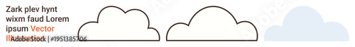 Weather symbols, cloud design, branding resources, illustration tools, vector art, educational graphics. Three clouds transitioning from outline to solid fill. Weather symbols and cloud designs