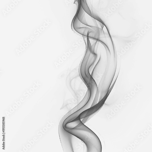 Thin dark smoke curls rise gently forming abstract and elegant lines on transparent background. The texture is light and airy. Great for layered graphic designs. PNG