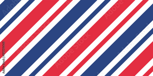 Barber shop concept pattern. Vector red, white and blue diagonal lines seamless texture
