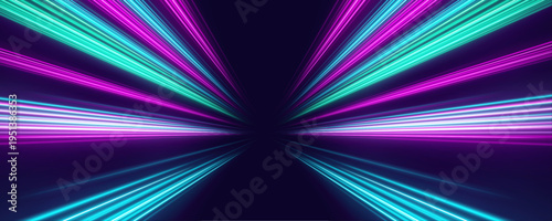 Schilderij op canvas Dynamic multicolor speed lines with luminous glow, smooth transitions and intens