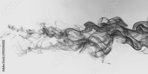 Soft dark smoke drifts upward forming wispy, flowing shapes on transparent background. The effect feels light and ethereal. Ideal for overlays or compositing. PNG