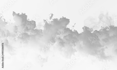 Dense fluffy smoke cloud expands outward with soft edges and realistic shading on transparent background. The volume appears three dimensional. Ideal for visuals. PNG