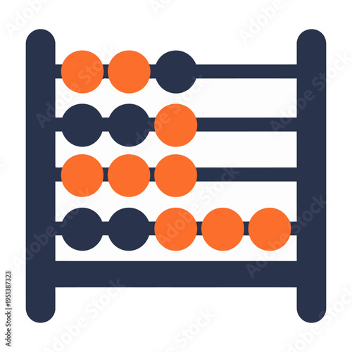 Vector of an abacus with orange and dark beads for counting