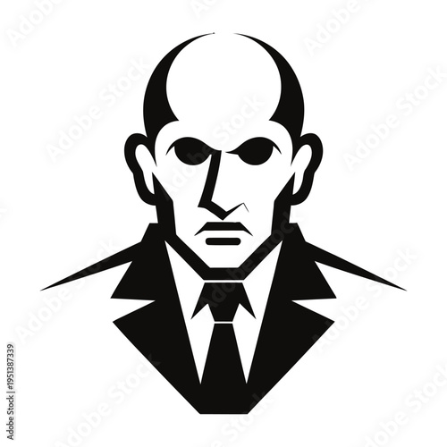 Vector of a bald man in a suit and tie