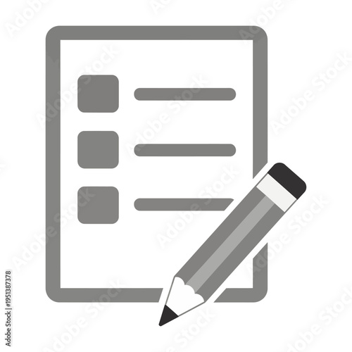 Vector icon of a checklist and pencil for organizing tasks and taking notes