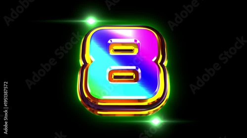 Rainbow-colored text countdown animation