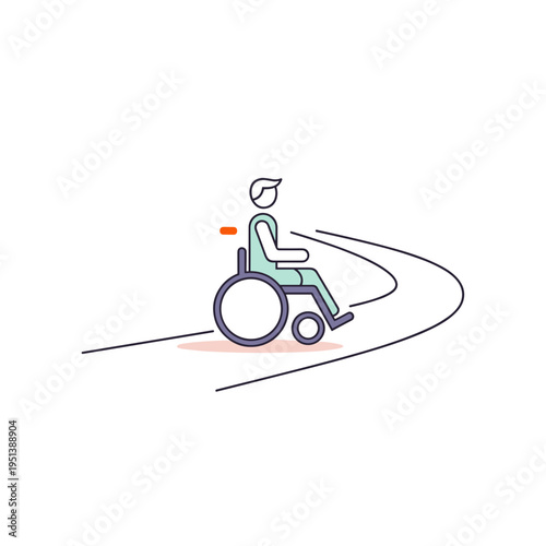 Individual in wheelchair navigating a curved path representing Disability & Invisibility  