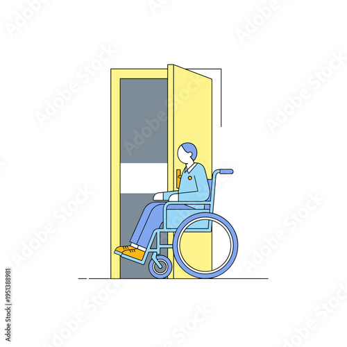 Person in wheelchair navigating through an open door representing Disability & Invisibility  