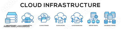Blue - Cloud Infrastructure web banner icon vector illustration concept