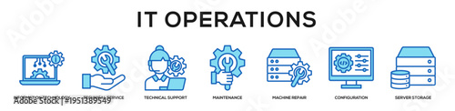 Blue - IT Operations web banner icon vector illustration concept