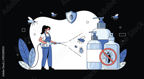 Professional pest control service worker spraying insecticide to eliminate bugs and cockroaches from a residential area.