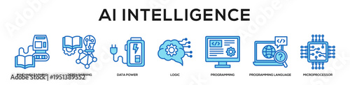 Blue - AI Intelligence web banner icon vector illustration concept