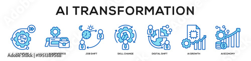 Blue - AI Transformation web banner icon vector illustration concept