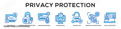 Blue - Privacy Protection web banner icon vector illustration concept