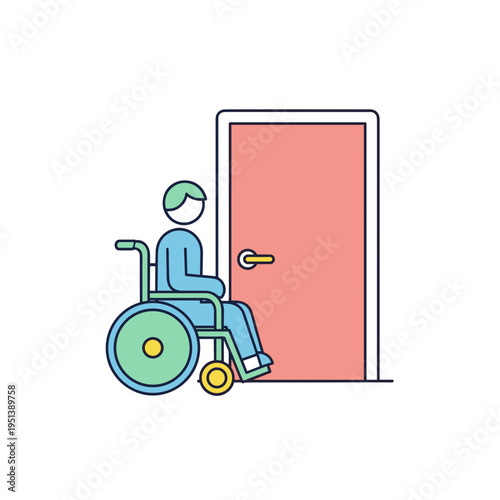 Person in wheelchair approaching door representing concept of Disability & Invisibility  