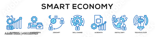 Blue - Smart Economy web banner icon vector illustration concept