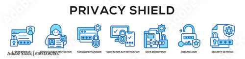 Blue - Privacy Shield web banner icon vector illustration concept