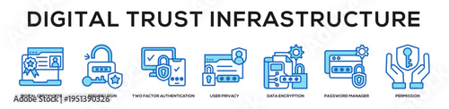 Blue - Digital Trust Infrastructure web banner icon vector illustration concept