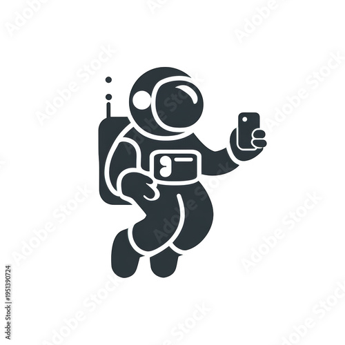 Astronaut taking a selfie with a smartphone while floating in space