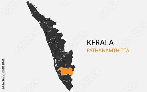 Kerala png map with districts, Indian state Kerala district map, Kerala Pathanamthitta