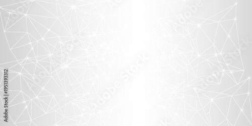 Website header or banner design with abstract polygonal background and connecting dots and lines. Global network connection. Digital technology with plexus background