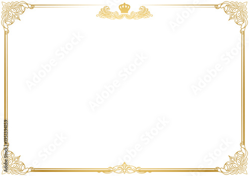 ゴールドグラデーション装飾と王冠の高級クラシックフレーム背景