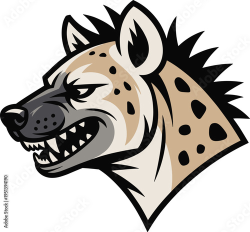 Aggressive Hyena Head Profile Mascot Logo Illustration on White Background