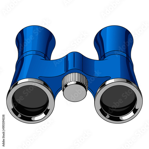 Black binoculars on white background isolated view optical instrument.
