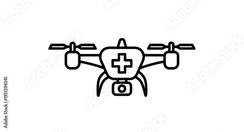 Medical Drone with Cross Symbol Delivering Healthcare Services.