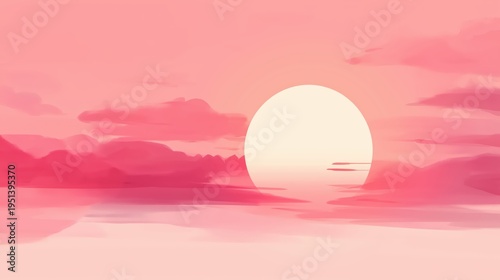 Sun appearing low on the horizon over soft clouds in the early morning light