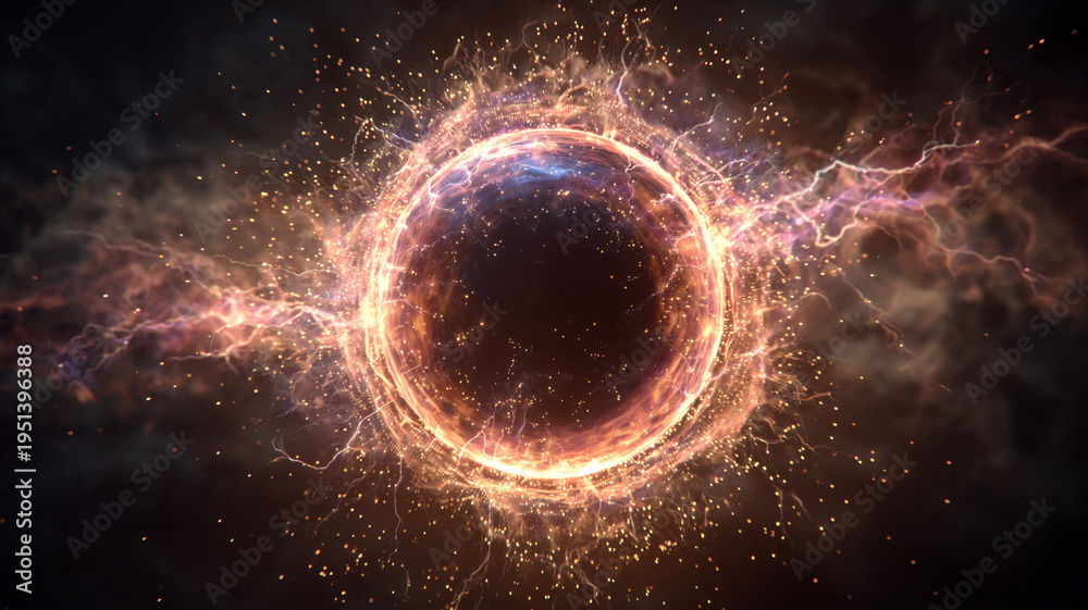 Obraz premium Lightning plasma sphere forming circular discharge.
